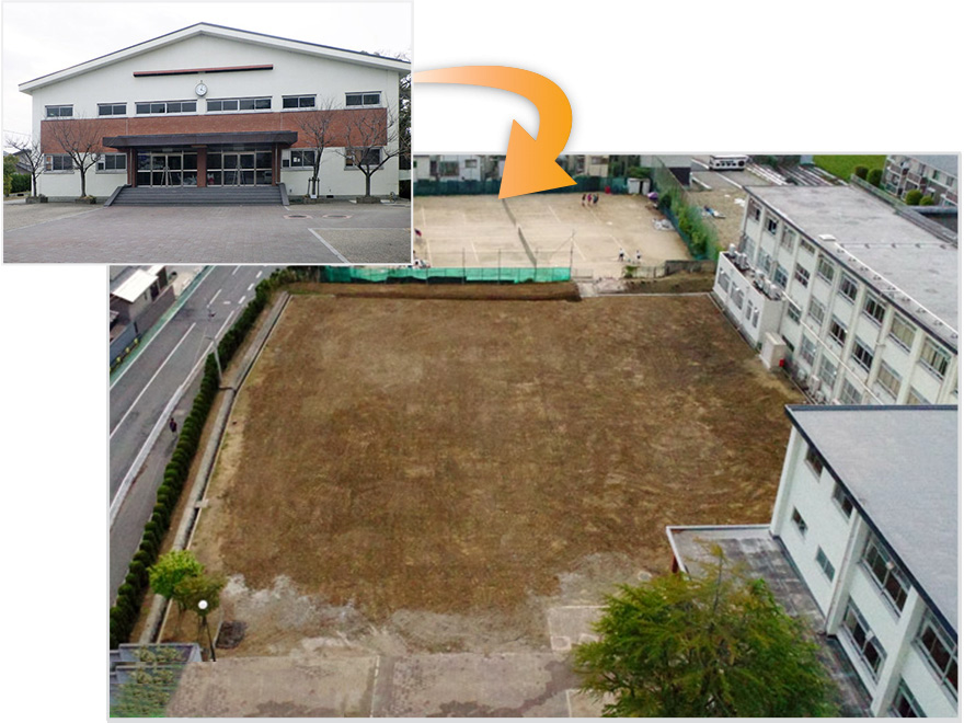 一条高等学校講堂解体撤去工事